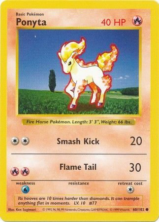 Ponyta (60/102) [Base Set Shadowless Unlimited] Pokémon