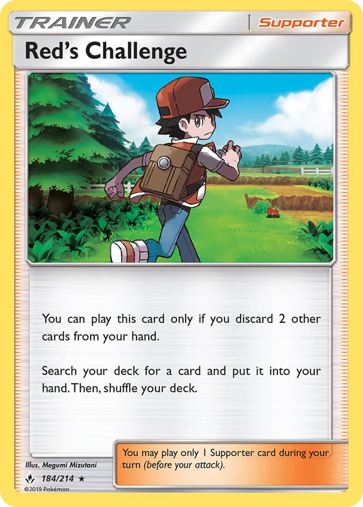 Red's Challenge (184/214) (Theme Deck Exclusive) [Sun & Moon: Unbroken Bonds] Pokémon