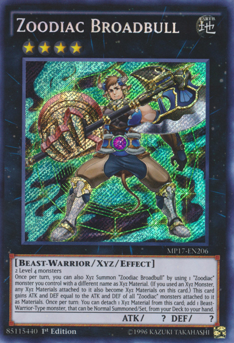 Zoodiac Broadbull [MP17-EN206] Secret Rare Yu-Gi-Oh!