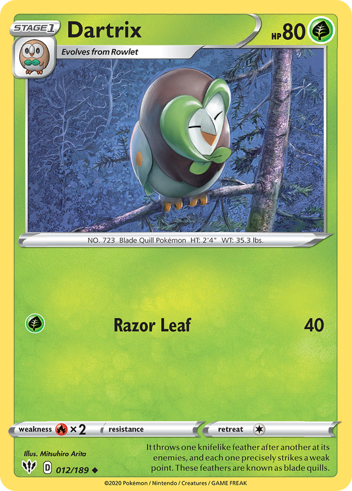 Dartrix (012/189) [Sword & Shield: Darkness Ablaze] Pokémon