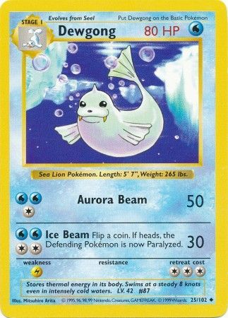 Dewgong (25/102) [Base Set Shadowless Unlimited] Pokémon