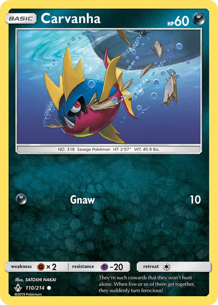Carvanha (110/214) [Sun & Moon: Unbroken Bonds] Pokémon