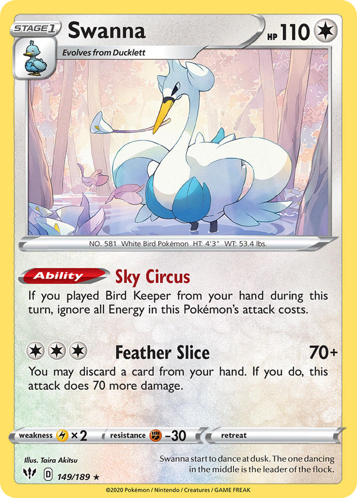 Swanna (149/189) [Sword & Shield: Darkness Ablaze] Pokémon