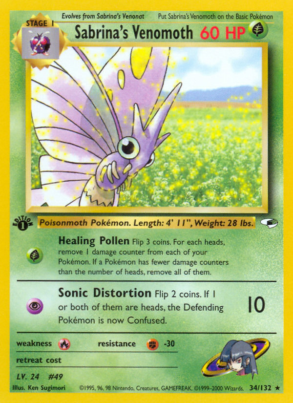 Sabrina's Venomoth (34/132) [Gym Heroes 1st Edition] Pokémon