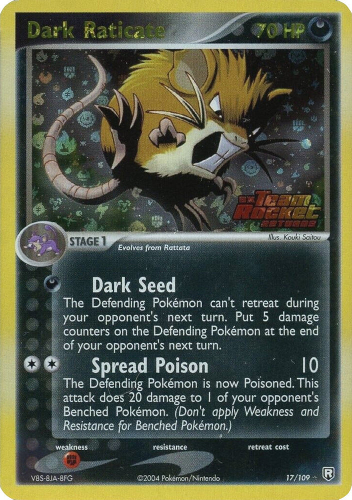 Dark Raticate (17/109) (Stamped) [EX: Team Rocket Returns] Pokémon