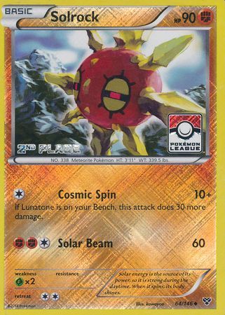Solrock (64/146) (2nd Place League Challenge Promo) [XY: Base Set] Pokémon