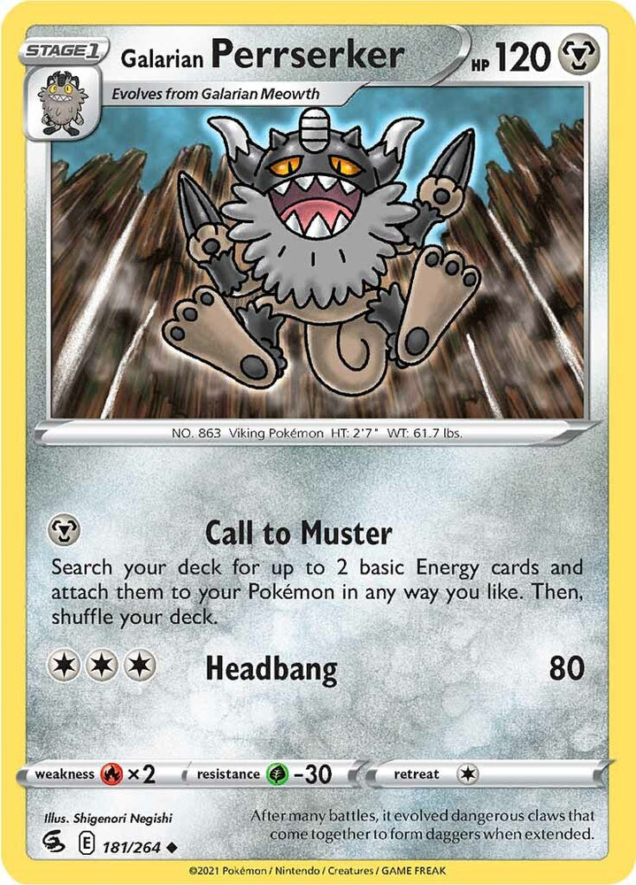 Galarian Perrserker (181/264) [Sword & Shield: Fusion Strike] Pokémon