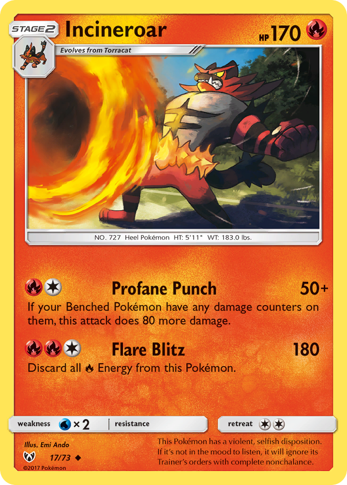 Incineroar (17/73) [Sun & Moon: Shining Legends] Pokémon