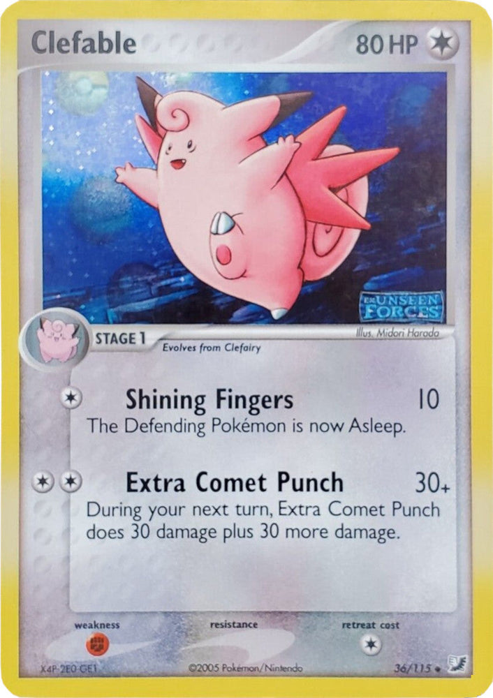 Clefable (36/115) (Stamped) [EX: Unseen Forces] Pokémon