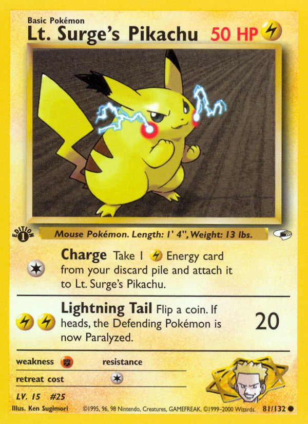 Lt. Surge's Pikachu (81/132) [Gym Heroes 1st Edition] Pokémon