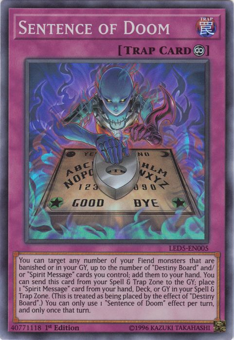 Sentence of Doom [LED5-EN005] Super Rare Yu-Gi-Oh!