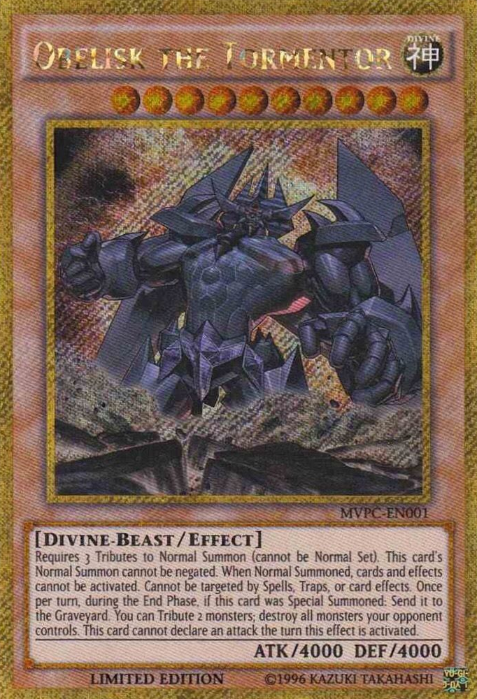 Obelisk the Tormentor [MVPC-EN001] Gold Secret Rare Yu-Gi-Oh!