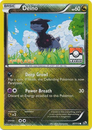 Deino (97/113) (League Promo 4th Place) [Black & White: Legendary Treasures] Pokémon