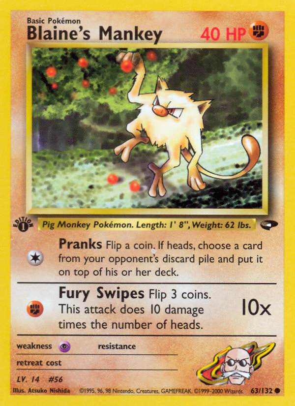 Blaine's Mankey (63/132) [Gym Challenge 1st Edition] Pokémon