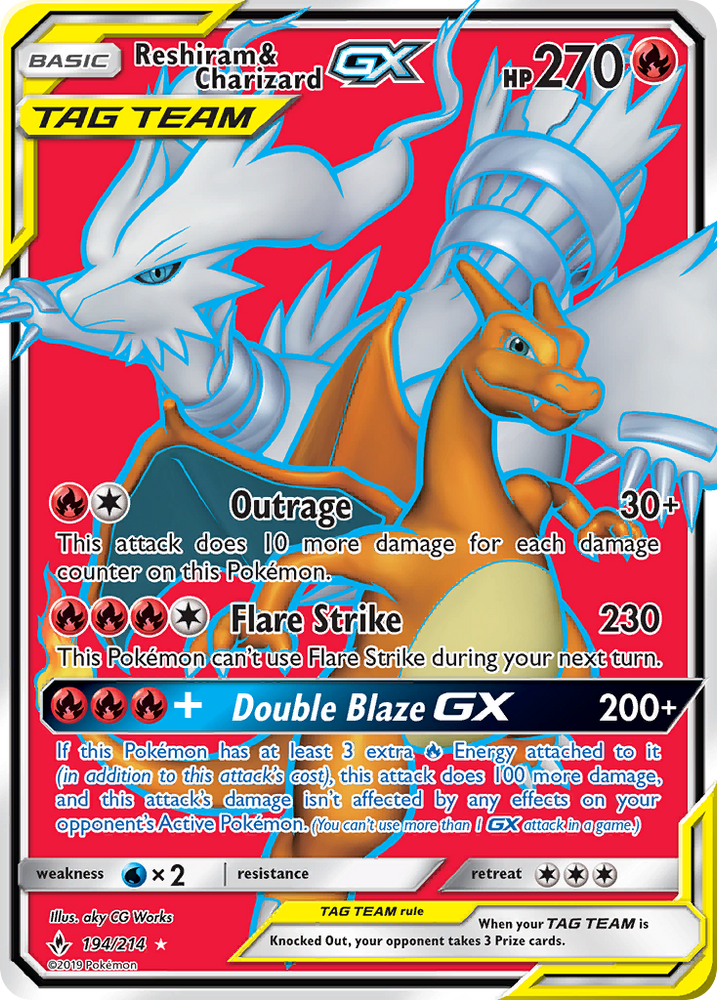 Reshiram & Charizard GX (194/214) [Sun & Moon: Unbroken Bonds] Pokémon