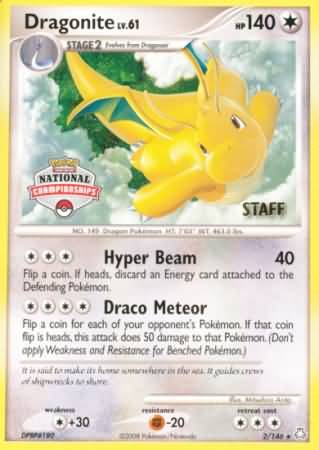 Dragonite (2/146) (National Championship Staff) [Diamond & Pearl: Legends Awakened] Pokémon