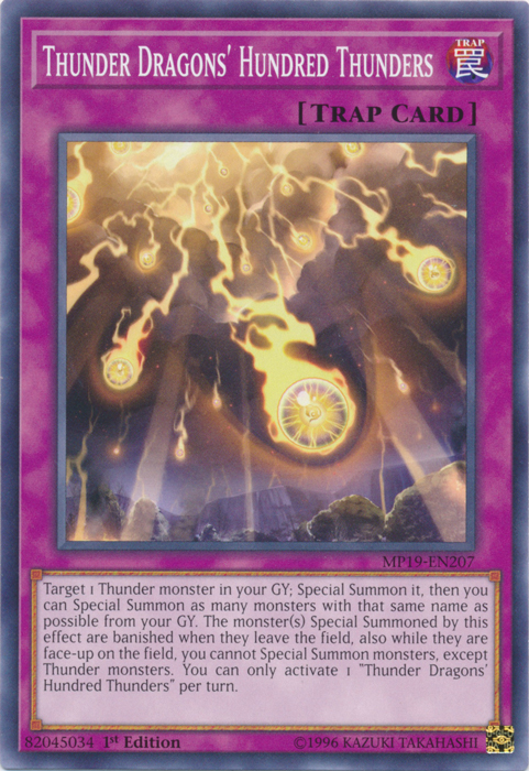 Thunder Dragons' Hundred Thunders [MP19-EN207] Common Yu-Gi-Oh!