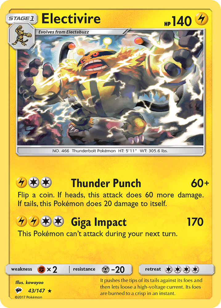 Electivire (43/147) [Sun & Moon: Burning Shadows] Pokémon