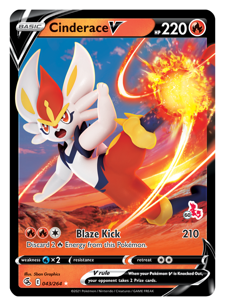 Cinderace V (043/264) (Cinderace Stamp #60) [Battle Academy 2022] Pokémon