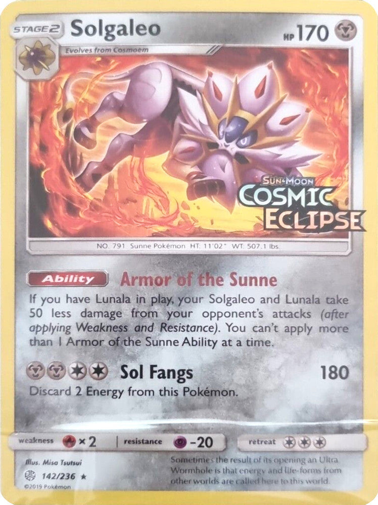 Solgaleo (142/236) (Cosmic Eclipse Stamped) [Sun & Moon: Cosmic Eclipse] Pokémon
