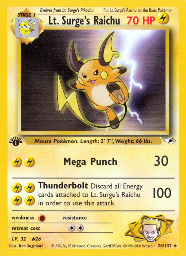 Lt. Surge's Raichu (28/132) [Gym Heroes 1st Edition] Pokémon