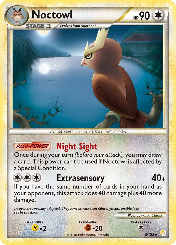 Noctowl (8/123) (Theme Deck Exclusive) [HeartGold & SoulSilver: Base Set] Pokémon