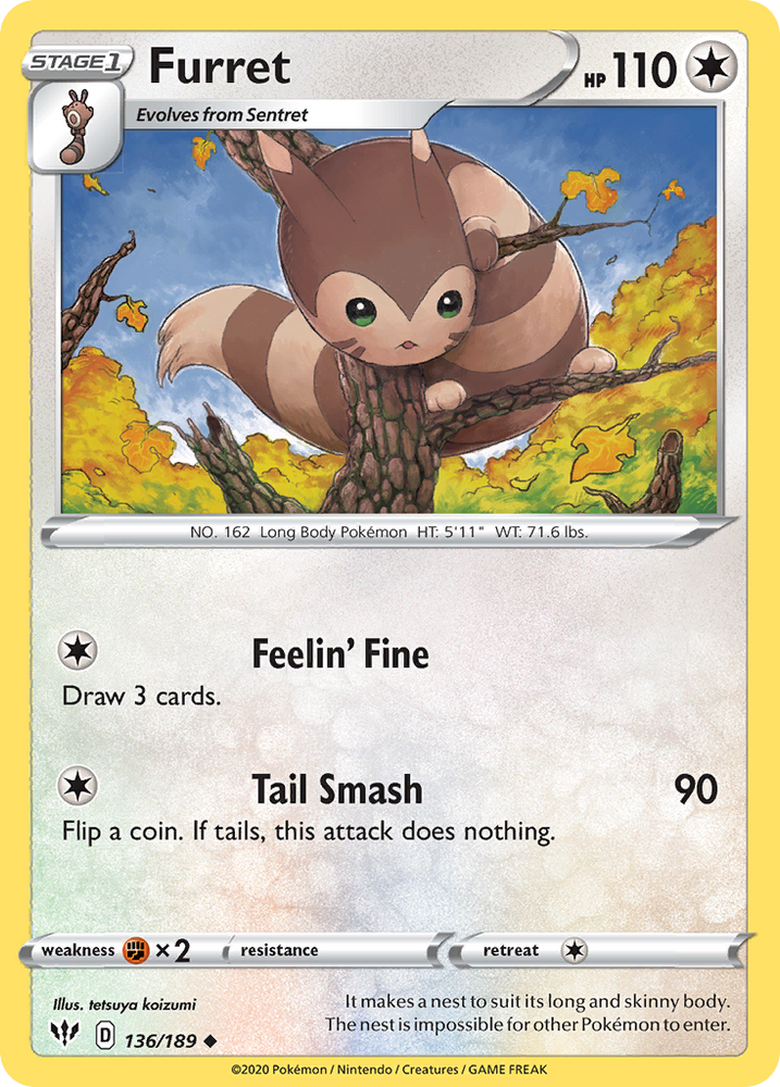 Furret (136/189) [Sword & Shield: Darkness Ablaze] Pokémon