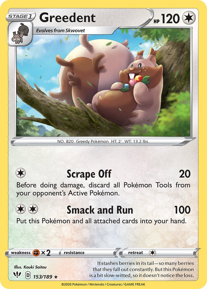 Greedent (153/189) [Sword & Shield: Darkness Ablaze] Pokémon