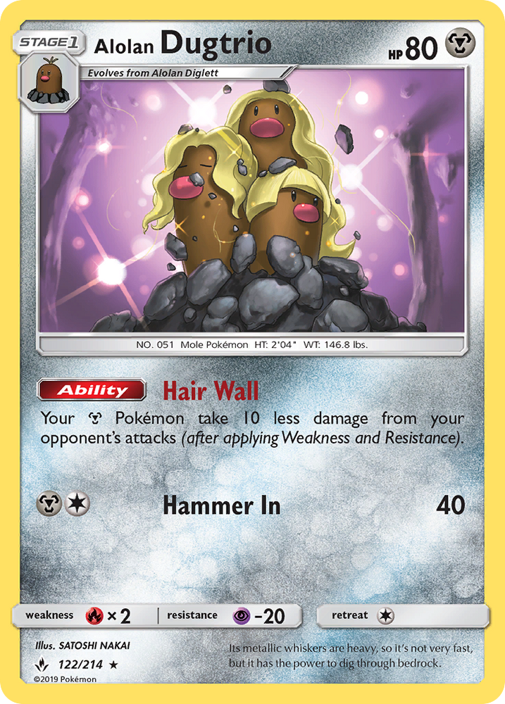 Alolan Dugtrio (122/214) [Sun & Moon: Unbroken Bonds] Pokémon