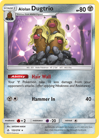 Alolan Dugtrio (122/214) [Sun & Moon: Unbroken Bonds] Pokémon