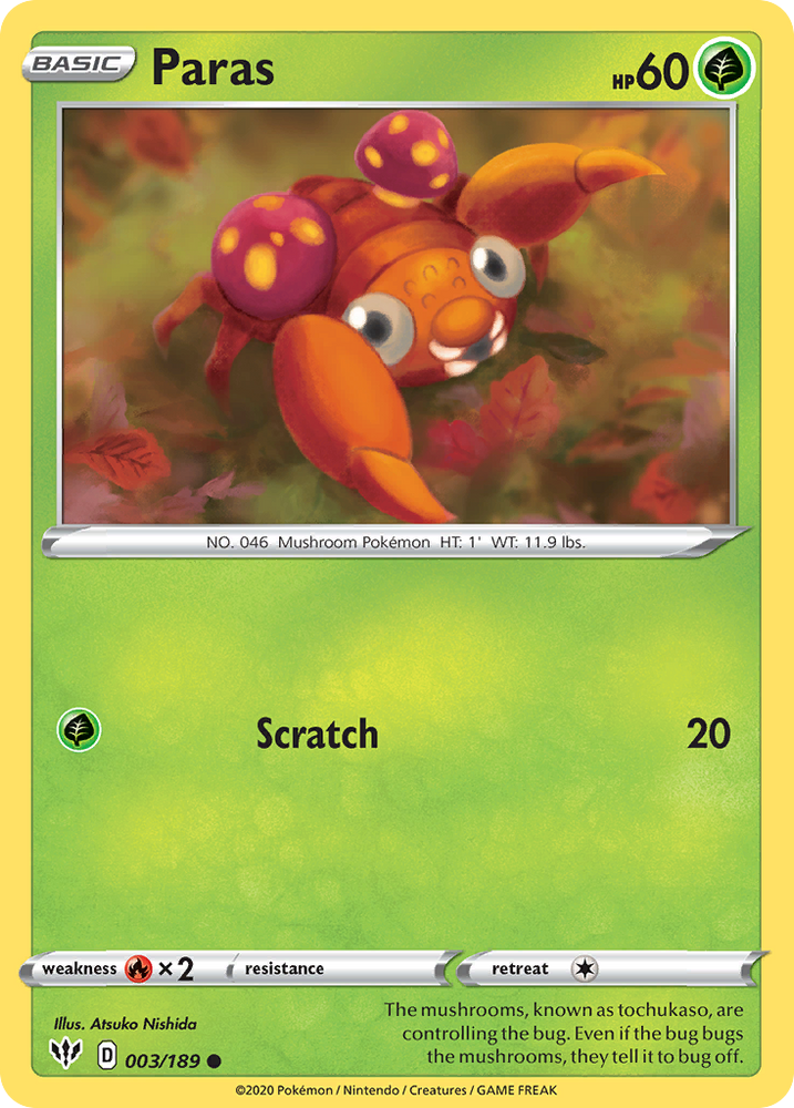 Paras (003/189) [Sword & Shield: Darkness Ablaze] Pokémon