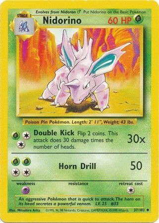 Nidorino (37/102) [Base Set Unlimited] Pokémon