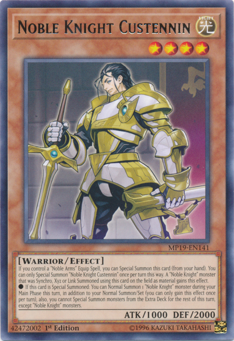 Noble Knight Custennin [MP19-EN141] Rare Yu-Gi-Oh!