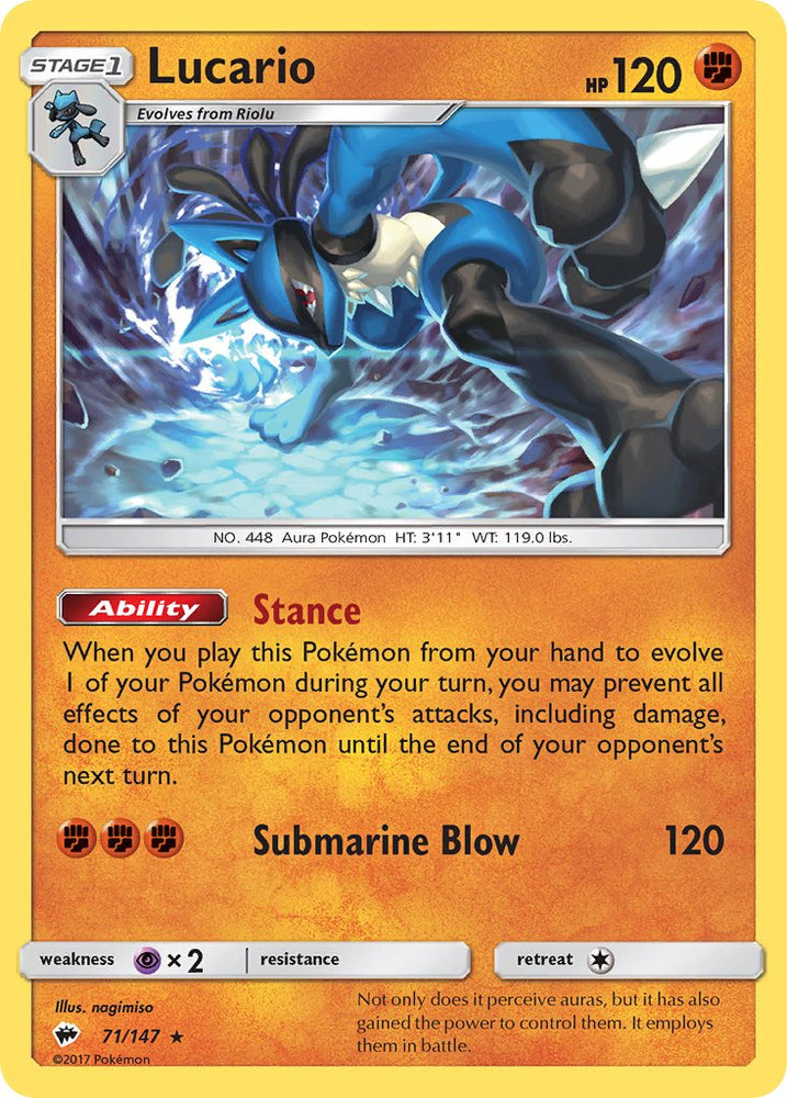 Lucario (71/147) (Theme Deck Exclusive) [Sun & Moon: Burning Shadows] Pokémon