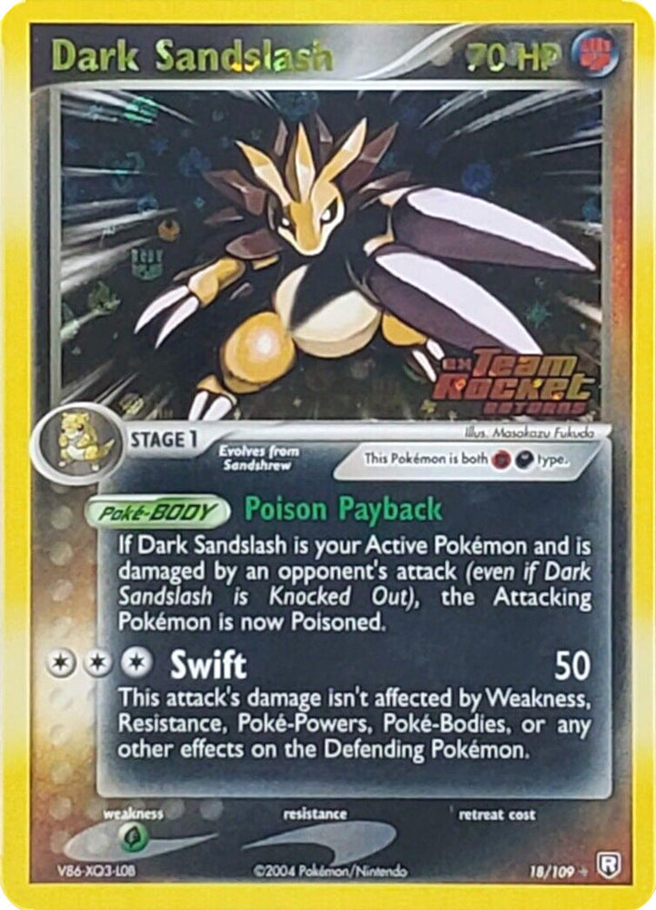 Dark Sandslash (18/109) (Stamped) [EX: Team Rocket Returns] Pokémon