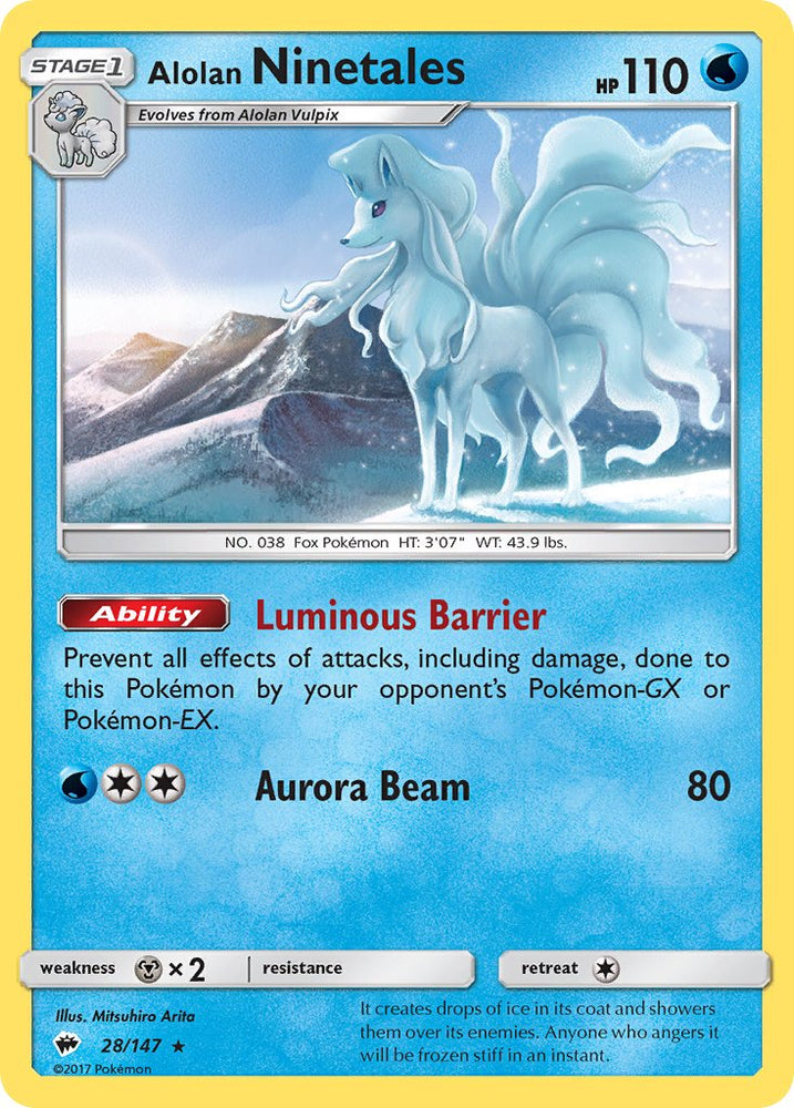 Alolan Ninetales (28/147) (Cracked Ice Holo) (Theme Deck Exclusive) [Sun & Moon: Burning Shadows] Pokémon