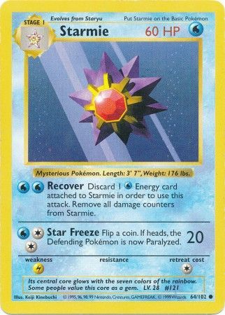 Starmie (64/102) [Base Set Shadowless Unlimited] Pokémon