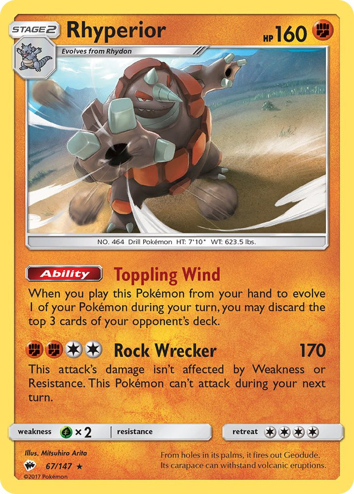 Rhyperior (67/147) (Theme Deck Exclusive) [Sun & Moon: Burning Shadows] Pokémon