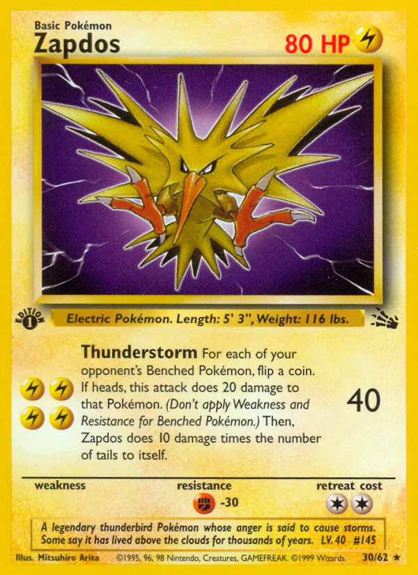 Zapdos (30/62) [Fossil 1st Edition] Pokémon