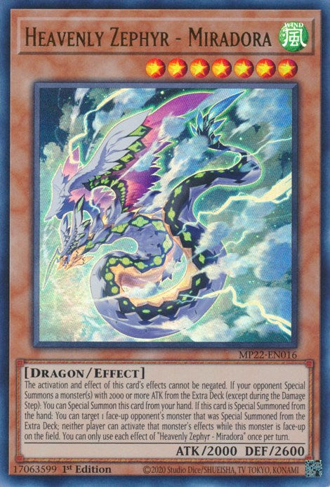 Heavenly Zephyr - Miradora [MP22-EN016] Ultra Rare Yu-Gi-Oh!