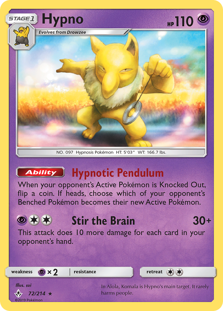Hypno (72/214) [Sun & Moon: Unbroken Bonds] Pokémon