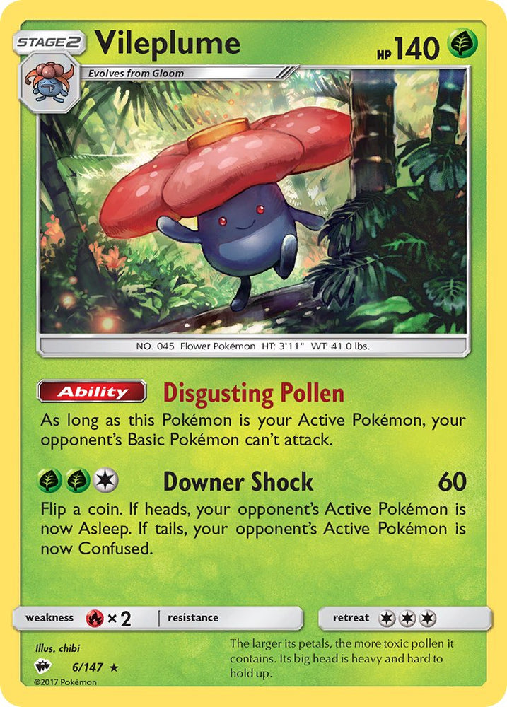 Vileplume (6/147) (Prerelease Kit Exclusive) (Theme Deck Exclusive) [Sun & Moon: Burning Shadows] Pokémon