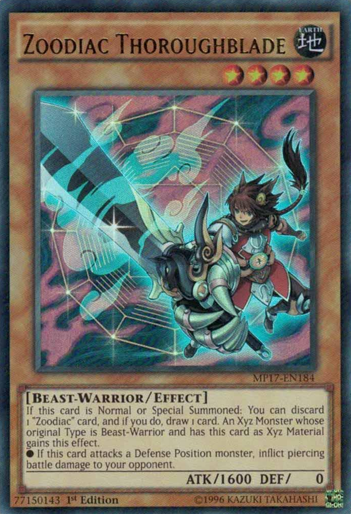 Zoodiac Thoroughblade [MP17-EN184] Ultra Rare Yu-Gi-Oh!