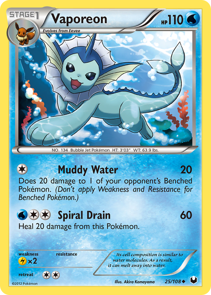 Vaporeon (25/108) [Black & White: Dark Explorers] Pokémon