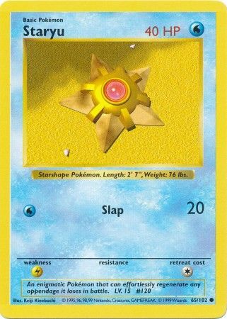 Staryu (65/102) [Base Set Shadowless Unlimited] Pokémon