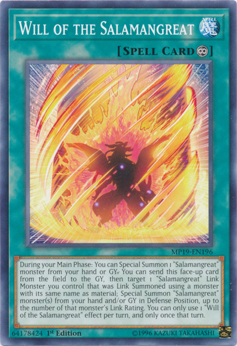 Will of the Salamangreat [MP19-EN196] Common Yu-Gi-Oh!