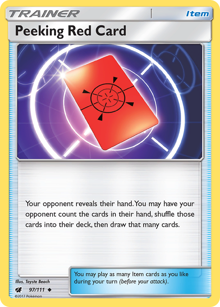 Peeking Red Card (97/111) [Sun & Moon: Crimson Invasion] Pokémon