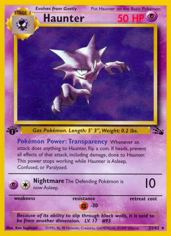 Haunter (21/62) [Fossil 1st Edition] Pokémon