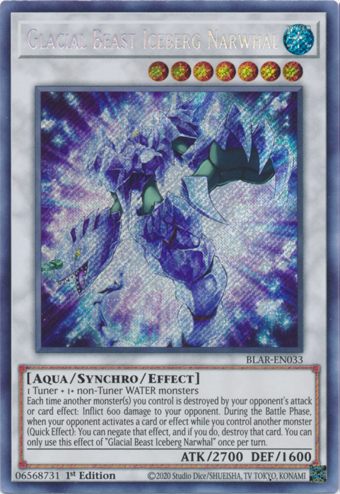 Glacial Beast Iceberg Narwhal [BLAR-EN033] Secret Rare Yu-Gi-Oh!
