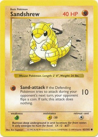 Sandshrew (62/102) [Base Set Shadowless Unlimited] Pokémon